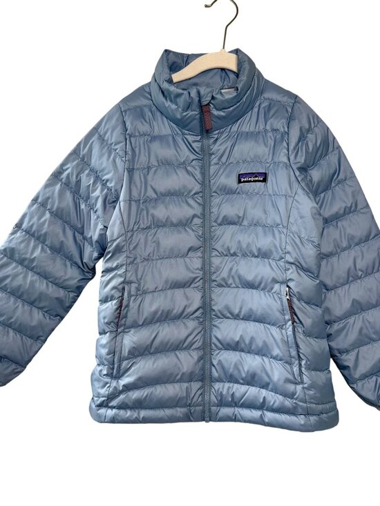 Patagonia Other - PATAGONIA Down Sweater Jacket Girls S 7-8 Light Blue Puffer Winter Coat Warm